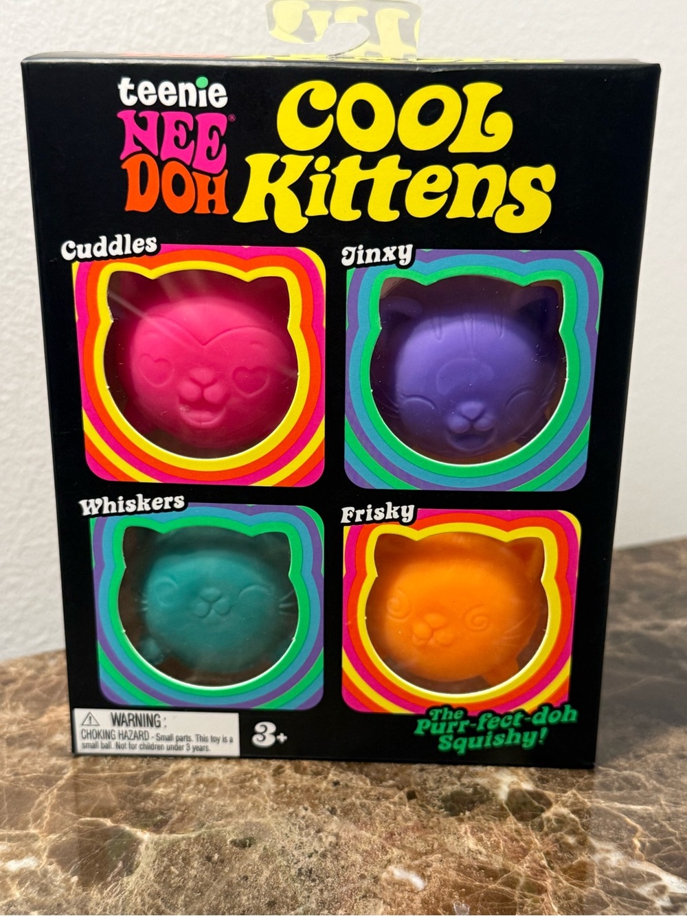 NeeDoh Teenie Cool Kittens Pack - Pink, Purple, Teal, Orange kittens